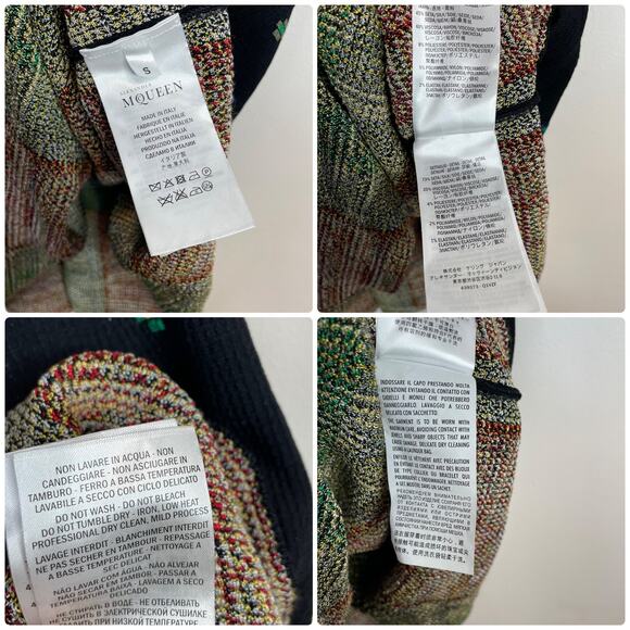 Alexander McQueen Silk Knit Intarsia Fit Flare Short Sleeve Sweater Dress S - Picture 15 of 17